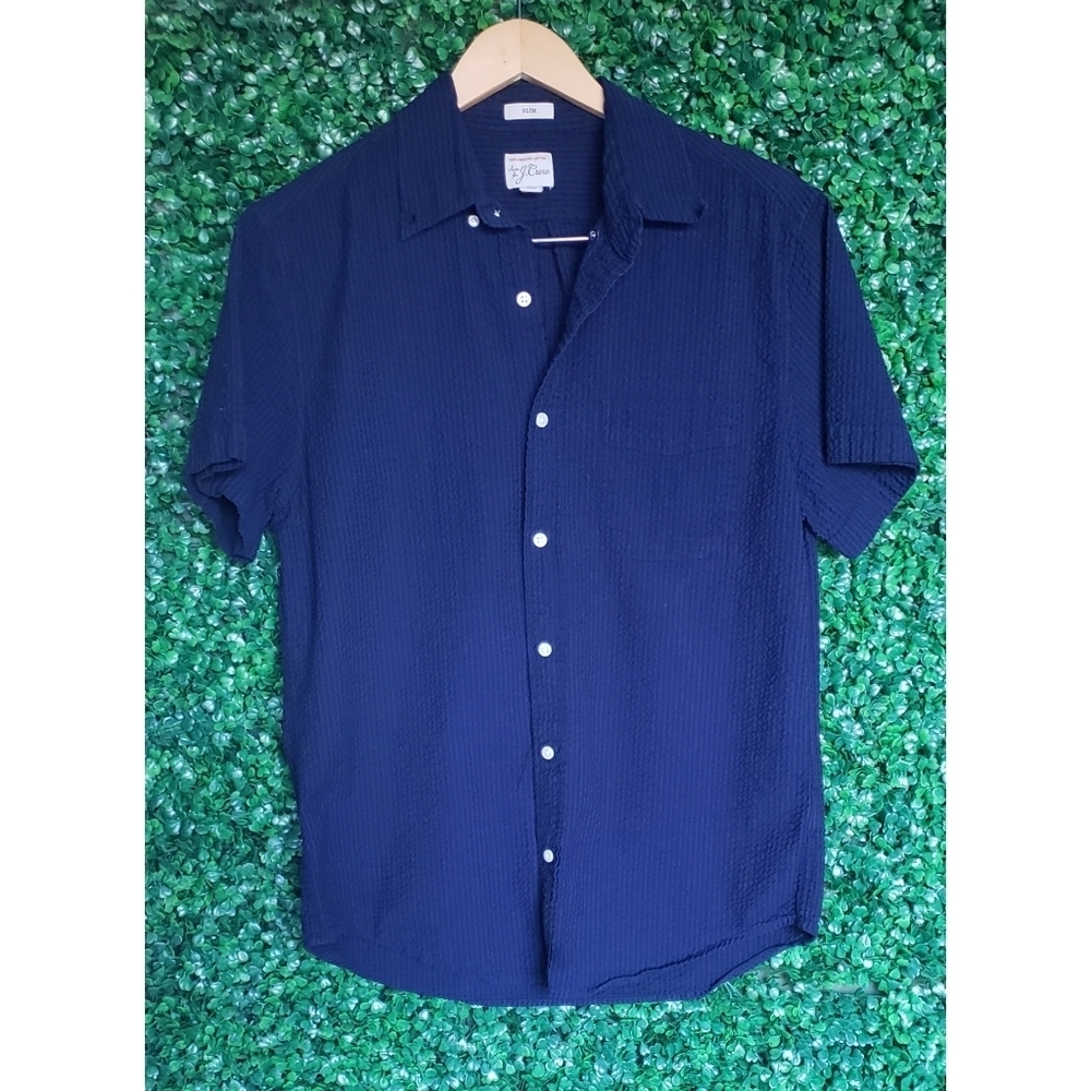 J.Crew Seersucker Polo w/ 100% organic cotton